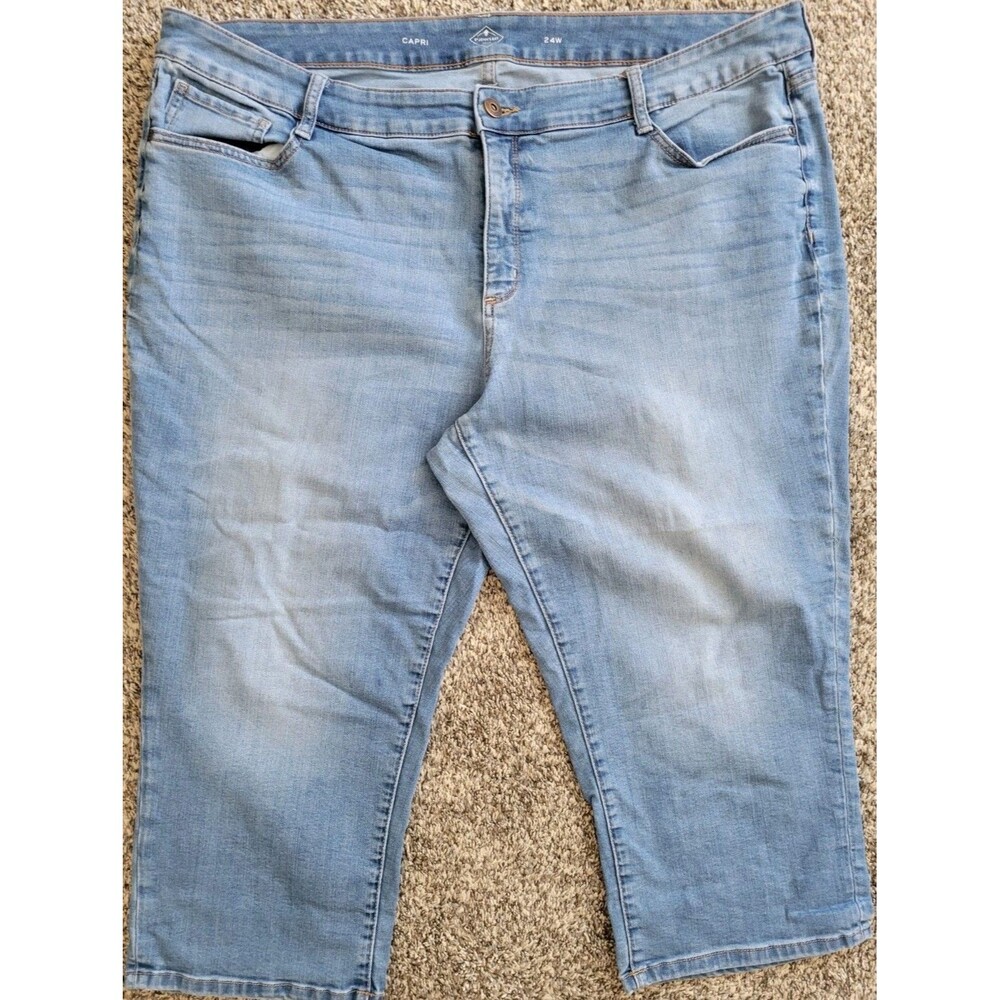 St Johns Bay Denim Capris 24W Light Blue Capri Pants Plus Size Jeans Womens